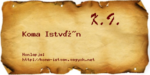 Koma István névjegykártya